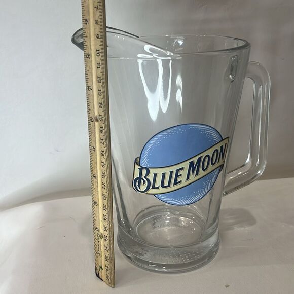 Blue Moon Beer Glass Pitcher Spout Handle 64 Oz 8 1/4 In 6 In Diameter Tall - Picture 4 of 5